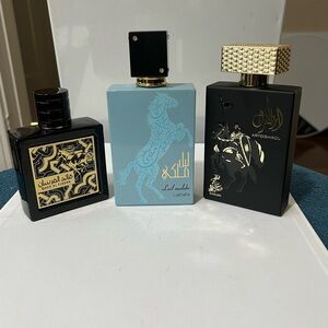 Triple pack(Lattafa Lail Malaki Blue, Sahari Artoghrol, and Quaed Al Fursan)